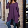 thumbnail image 1 of DAFPZW Women's Oversized Shirts Long Sleeve Crew Neck Irregular Hem T-Shirts Casual Comfy Plus Size Stylish Fall Tunic Tops, 1 of 7