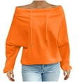 thumbnail image 1 of DAFPZW Women's Plus Size Tops Solid Color Off Shoulder Tops With Drawstring Fashion Loose Casual Long Sleeve Sweatshirts, 1 of 5