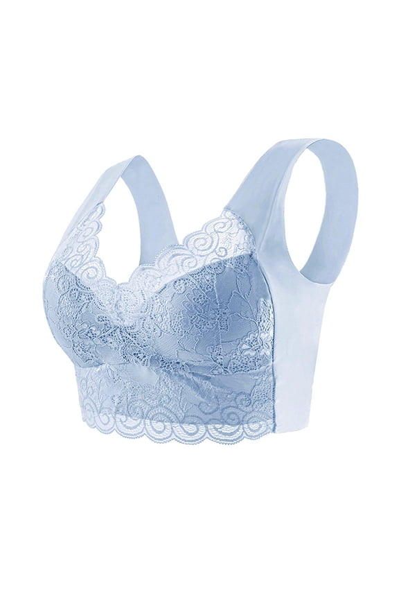 Women's Post Surgery Mastectomy Bra with Pockets Surgical Wireless Seamless Push Up Lace Bras Comfortable T-Shirt Bra