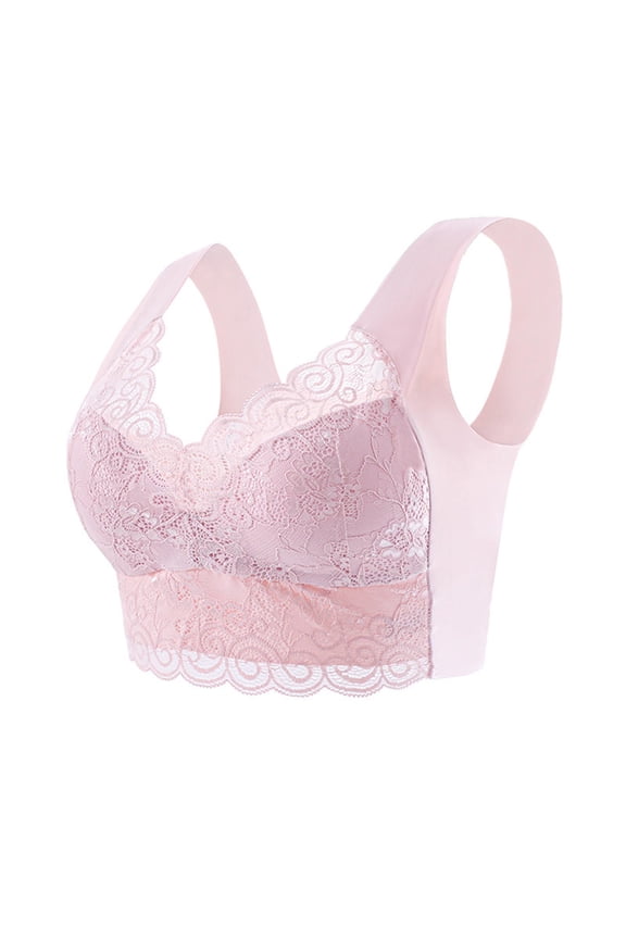 Women's Post Surgery Mastectomy Bra with Pockets Surgical Wireless Seamless Push Up Lace Bras Comfortable T-Shirt Bra