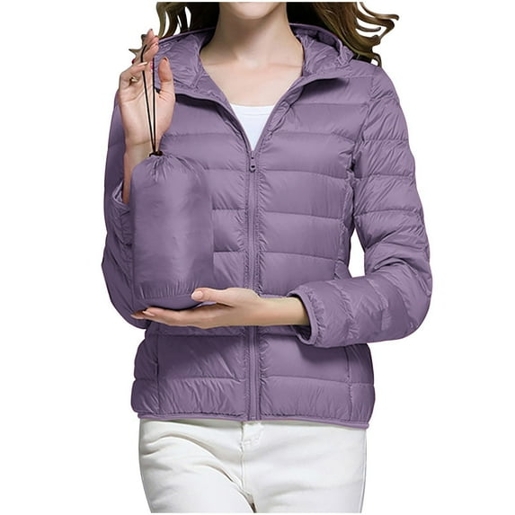DAFPZW Women's Quilted Down Jacket Lightweight Puffer Jacket Hooded Short Winter Coats