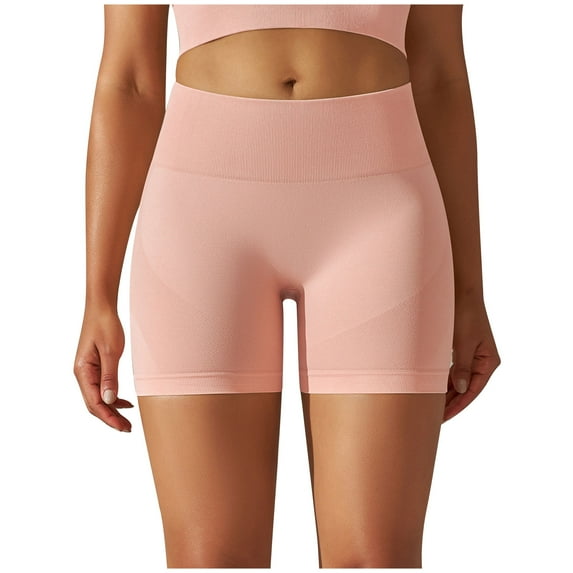 DAFPZW Women's Running Shorts Ribbed High Waisted Athletic Biker Shorts Compression Workout Yoga Shorts