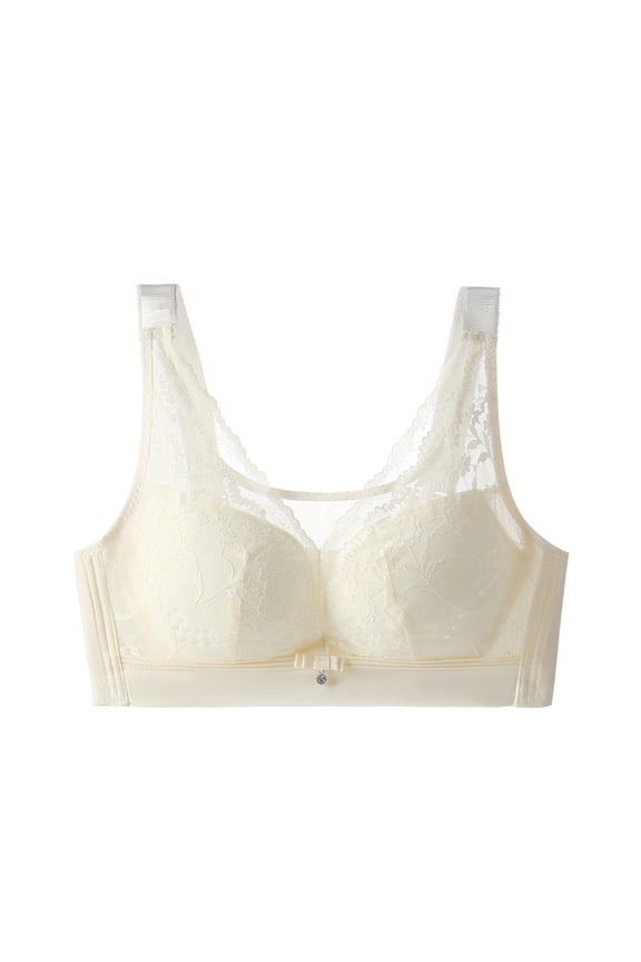 Women's Sexy Lace Trim Floral Bras Underwear Trendy Full Coverage Seamless Bralette Light Thin Comfy Breathable Bra