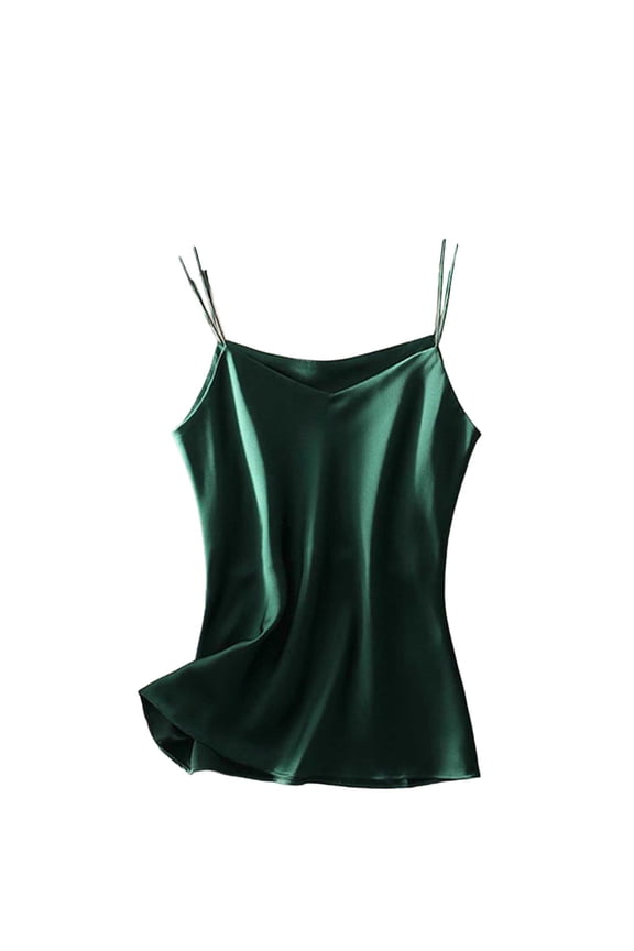 Women's Satin Camisole, V Neck Backless Slim Fit Tank Top for Blazer, Elegant Sexy Slip Shirt for Work & Evening