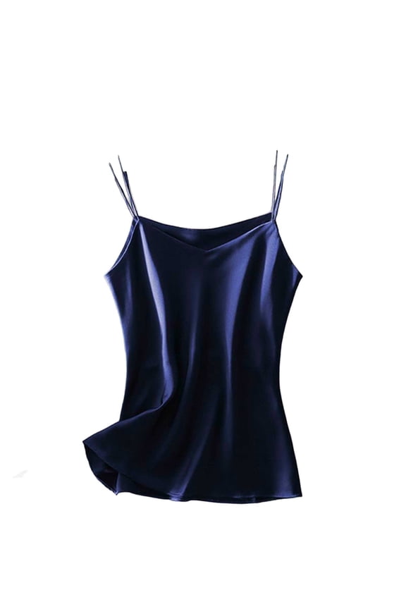 Women's Satin Camisole, V Neck Backless Slim Fit Tank Top for Blazer, Elegant Sexy Slip Shirt for Work & Evening