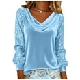 thumbnail image 1 of DAFPZW Women's Sparkly Velvet Tops Elegant Cowl Neck Long Sleeve Shirts Fall Winter Dressy Casual Blouses T-shirts, 1 of 5