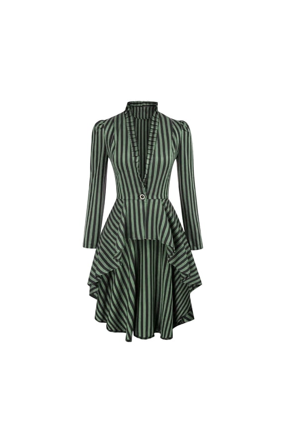 Women's Steampunk Long Striped Jacket Renaissance Victorian Gothic Blazer Jacket Coats