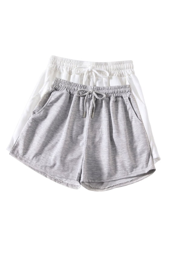 Women's Sweat Shorts Summer High Waist Cotton Drawstring Shorts Cute Fleece Athletic Running Shorts with Pockets