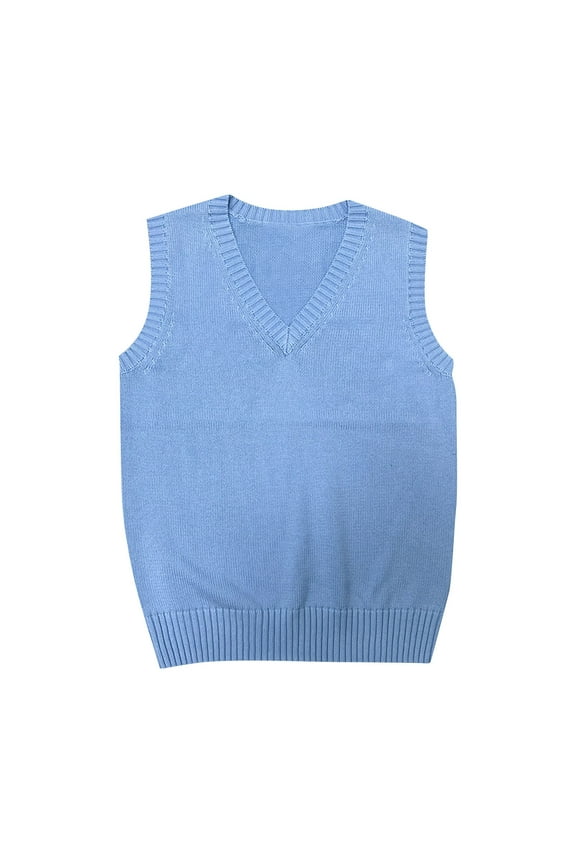 Women’s Sweater Vest V Neck JK Uniform Kint Vests Solid Classic Sleeveless Pullover Sweaters Tops
