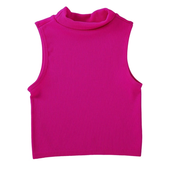 DAFPZW Women's Turtleneck Ribbed Tank Top Sleeveless Fitted Stretchy Camisole Summer Going Out Crop Tops Workout Tees