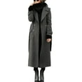 thumbnail image 1 of DAFPZW Women's Winter Double Breasted Wool Coat Business Casual Long Winter Pea Coat Trendy Outwear with Belt, 1 of 6