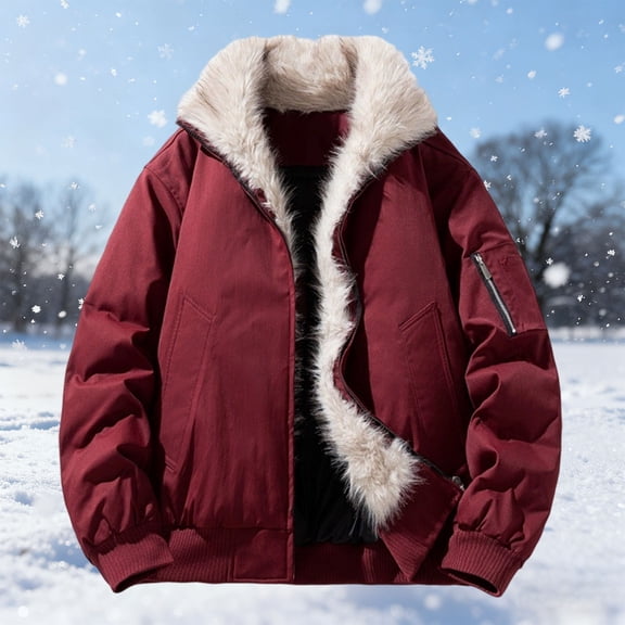 DAFPZW Women's Winter Puffer Jacket Faux Fur Hood Warm Short Coat Thick Fleece Lined Zip Up Cute Casual Outerwear