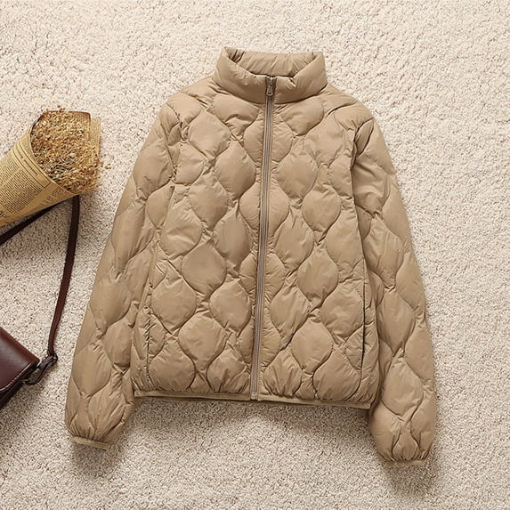 DAFPZW Women's Winter Quilted Jackets Long Sleeve Lightweight Stand Collar Puffer Jacket Warm Outerwear Coats with Pockets