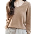 thumbnail image 1 of DAFPZW Women's Wool Base Layer Shirt V-Neck Long Sleeve Travel Hiking Tee T-Shirt Pullover Sweater Tops, 1 of 6