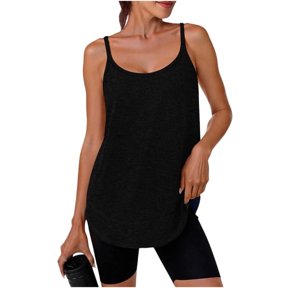 DAFPZW Women's Workout Tank Tops Spaghetti Strap Sleeveless Scoop Neck Athletic Racerback Camisole Tops Gym Yoga Summer Shirts