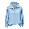 thumbnail image 1 of DAFPZW Womens 3/4 Length Puff Sleeve Tops Dressy Casual Ruffle V-Neck Blouses Solid Color Loose Fit Shirts for Daily Wear, 1 of 4