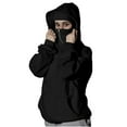 thumbnail image 1 of DAFPZW Womens Balaclava Hoodie Double Layer Hooded Quarter Zip Up Fleece Sweatshirts Winter Fashion Y2k Pullover Tops, 1 of 9