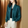 thumbnail image 1 of DAFPZW Womens Bomber Jacket Satin Silk Coat Casual Stand Collar Zip Up Lightweight Fall Fashion Jackets with Pockets, 1 of 5
