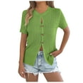 thumbnail image 1 of DAFPZW Womens Cable Knit Sweater T-Shirts Crew Neck Sleeveless Button Down Summer Cardigan Sweaters Tops Fashion Tunic Tees, 1 of 8