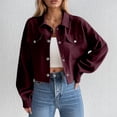 thumbnail image 1 of DAFPZW Womens Corduroy Jacket Fall Winter Trendy Cropped Jackets Button Down Shacket Long Sleeve Outerwear With Pockets, 1 of 4