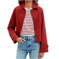 thumbnail image 1 of DAFPZW Womens Cropped Jacket Contrast Collar Coat Cargo Jacket Barn Jacket Outwear Solid Button Down Coat with Pockets, 1 of 9