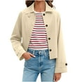 thumbnail image 1 of DAFPZW Womens Cropped Jacket Contrast Collar Coat Cargo Jacket Barn Jacket Outwear Solid Button Down Coat with Pockets, 1 of 9