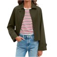 thumbnail image 1 of DAFPZW Womens Cropped Jacket Contrast Collar Coat Cargo Jacket Barn Jacket Outwear Solid Button Down Coat with Pockets, 1 of 9
