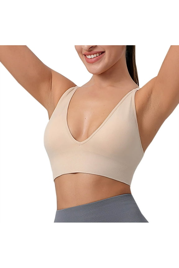 Womens Deep V-Neck Longline Sports Bra Strappy Criss Cross Padded Cups Adjustable Spaghetti Straps Workout Yoga Crop Tops