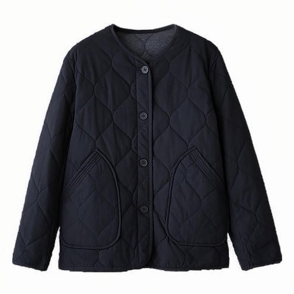 DAFPZW Womens Dolman Quilted Jackets Casual Button Down V-Neck Winter Coats Long Sleeve Loose Fit Solid Lightweight Outerwear