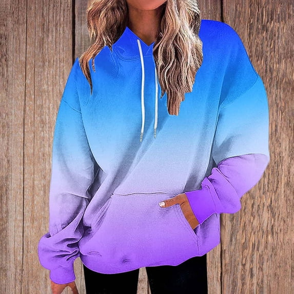 DAFPZW Womens Fall Fashion 2025 Trendy Oversized Hoodie Sweatshirts Gradient Color Casual Drawstring Pullovers