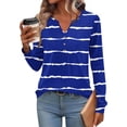 thumbnail image 1 of DAFPZW Womens Fall Long Sleeve Tops Casual V-Neck Pullover Blouses Trendy Striped Print Tunic Tops Color Block Blouse, 1 of 5
