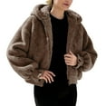 thumbnail image 1 of DAFPZW Womens Fleece Jacket Winter Sherpa Warm Full Zip Hoodies Fuzzy Shearling Long Sleeve Padded Coat Outerwear, 1 of 8