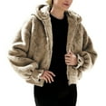 thumbnail image 1 of DAFPZW Womens Fleece Jacket Winter Sherpa Warm Full Zip Hoodies Fuzzy Shearling Long Sleeve Padded Coat Outerwear, 1 of 8