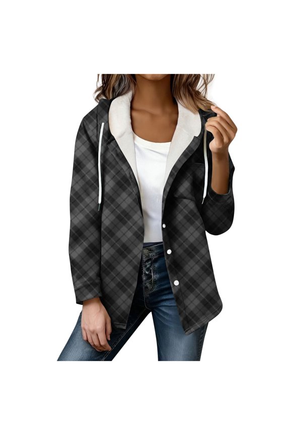 Womens Fleece Lined Jackets Coats Fuzzy Winter Warm Oversized Cardigan Hooded Turndown Collar Jackets