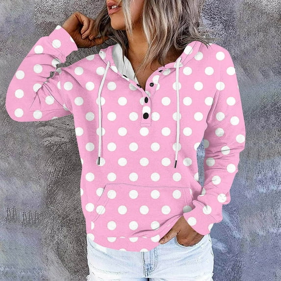 DAFPZW Womens Hoodies Pullover Casual Button Neck Sweatshirts Long Sleeve Fashion Drawstring Hooded Tops with Pocket