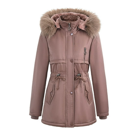 DAFPZW Womens Long Puffer Jackets with Faux Fur Hood Warm Fleece Winter Coats Thicken Snow Ski Down Coats Parka Jackets