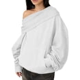 thumbnail image 1 of DAFPZW Womens Off Shoulder Hooded SweatshirtS Drop Shoulder Oversized Long Sleeve Pullover Tops Fashion Y2K Clothes, 1 of 8
