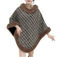 thumbnail image 1 of DAFPZW Womens Plaid Poncho Shawl Faux Fur Trim Oversized Cloak Autumn & Winter Asymmetrical Cape Poncho Scarf Trendy Cape, 1 of 3