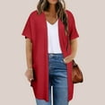 thumbnail image 1 of DAFPZW Womens Plus Size Cardigan Summer Short Sleeve Knit Kimonos Casual Lightweight Open Front Tops Soft Cover Ups, 1 of 7