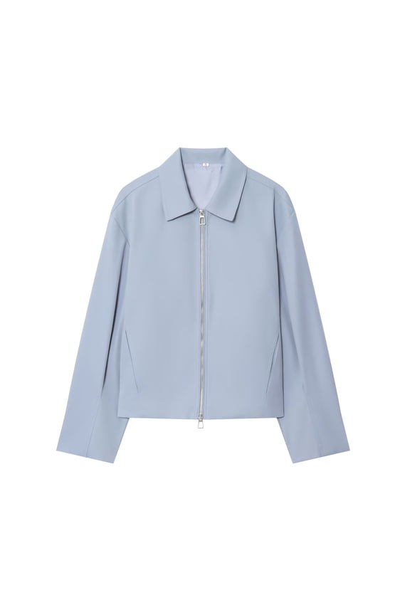 Womens Puffed Bomber Jacket Casual Oversized Batwing Sleeve Fall Jackets Lapel Collar Pleated Zip Up Streetwear Outerwear