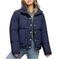 thumbnail image 1 of DAFPZW Womens Quilted Puffer Jacket Winter Warm Stand Collar Bubble Coats Padded Jacket Long Sleeve Coat Outerwear, 1 of 4