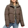thumbnail image 1 of DAFPZW Womens Quilted Puffer Jacket Winter Warm Stand Collar Bubble Coats Padded Jacket Long Sleeve Coat Outerwear, 1 of 4