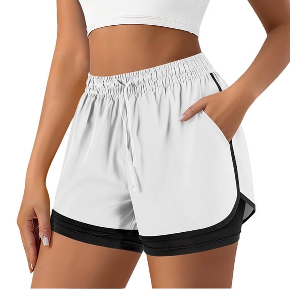 DAFPZW Womens Running Shorts with Biker Liner Athletic Gym Shorts High Waisted Workout Yoga Pants Summer Pants with Pockets