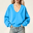 thumbnail image 1 of DAFPZW Womens Scoop Neck Sweatshirts Solid Color Long Sleeve Fleece Lined Sweatshirt Fall Casual Loose Fit Pullover Tops, 1 of 7