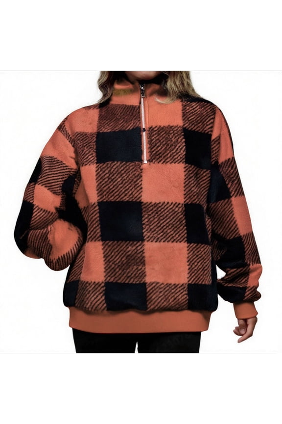 Womens Sherpa Sweatshirt Soft Quarter Zip Pullover 2025 Fall Winter Long Sleeve Fleece Sweaters with Pockets