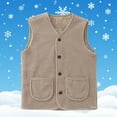 thumbnail image 1 of DAFPZW Womens Sherpa Vest Sleeveless Winter Fuzzy Fleece Jacket V-Neck Button Down Gilet with Pockets, 1 of 7