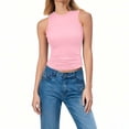 thumbnail image 1 of DAFPZW Womens Sleeveless Tank Tops Racerback High Neck Casual Basic Cotton Ribbed Fitted Tees Summer Sleeveless Shirts, 1 of 8