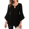 thumbnail image 1 of DAFPZW Womens Sparkly Tops Dressy Ruffle 3/4 Sleeve Blouses Glitter Cocktail Party Evening Shirts, 1 of 8