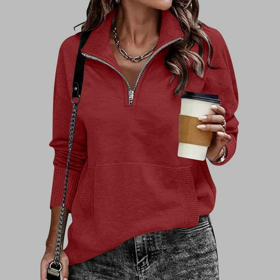 DAFPZW Womens Sweatshirt Cotton Button Down V Neck Long Sleeve Henley Pullovers Lightweight Loose Tunic Tops with Pockets