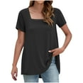thumbnail image 1 of DAFPZW Womens Tunic Tops Casual Short Sleeve Square Neck Shirts Puff Sleeve T-shirts Loose Casual Blouse Summer Tees, 1 of 4